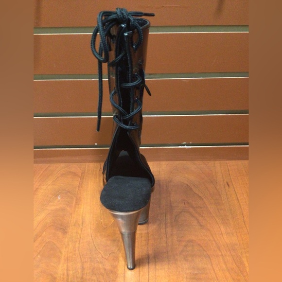 Adore Black Patent Heeled Boots - Picture 6 of 12